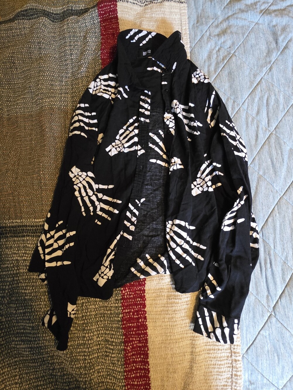 Iron Fist Skeleton Hand Button Up